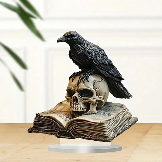 Gothic Crow Skull Acrylic Decoration